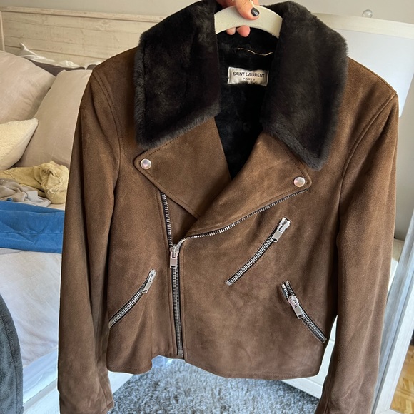 Saint Laurent X Hedi Slimane 2015 Womens Leather Shearling Biker Jacket - Picture 1 of 6